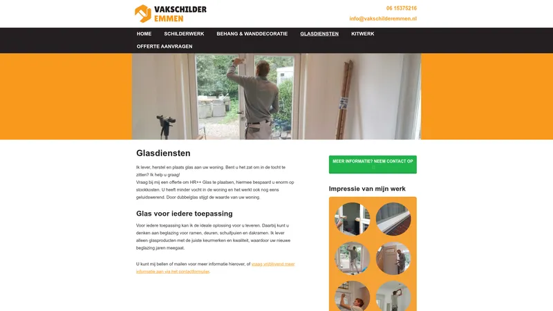 Website van A1 Glas