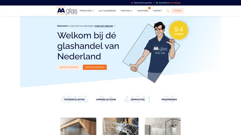 Website van AA glas
