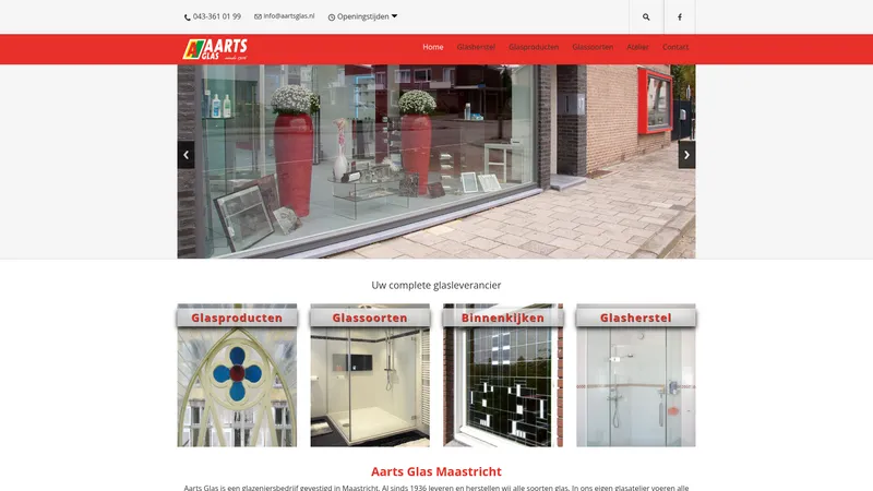 Website van Aarts Glas