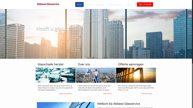 Website van Abbassi Glasservice