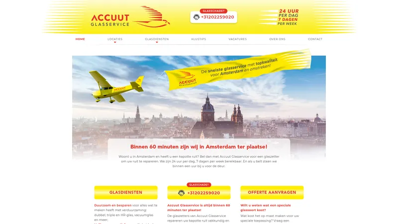 Website van Accuut Glaszetter Amsterdam