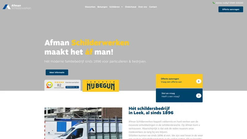 Website van Afman Schilderwerken Leek
