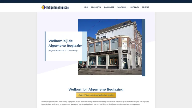 Website van Algemene Beglazing den Heijer