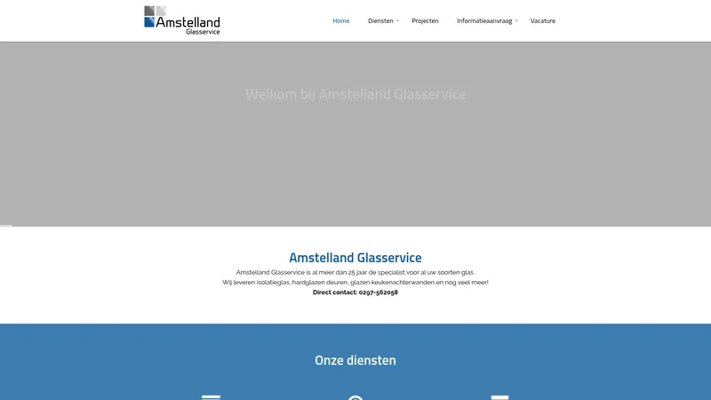 Website van Amstelland Glasservice