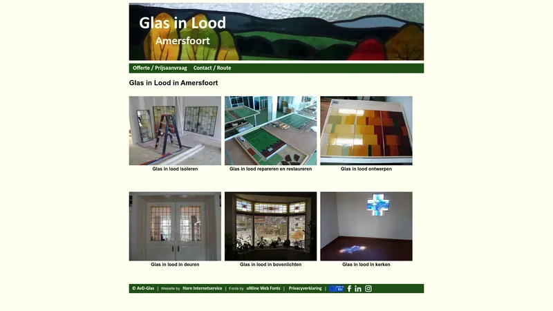 Website van AvD-Glas, glas in lood