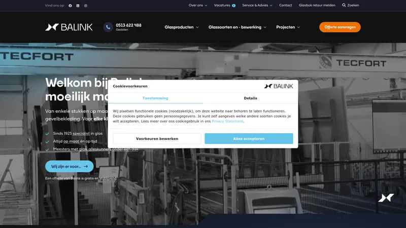 Website van Balink Glas Heerenveen