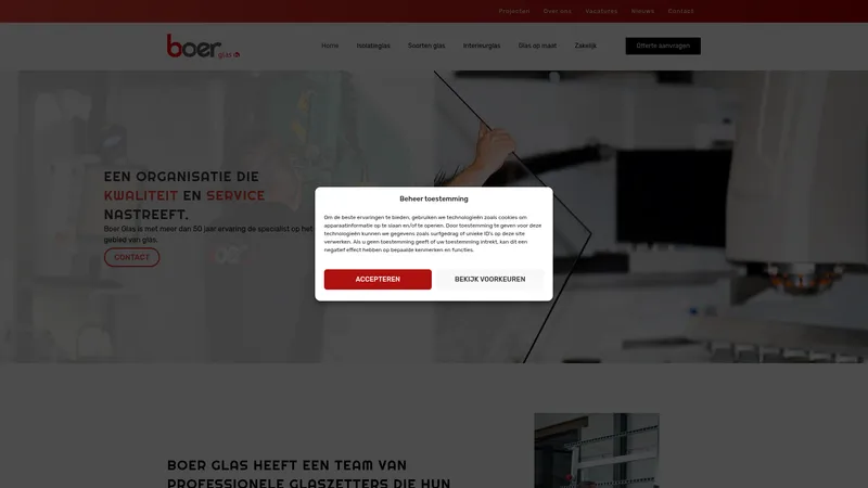 Website van Boer Glas B.V.