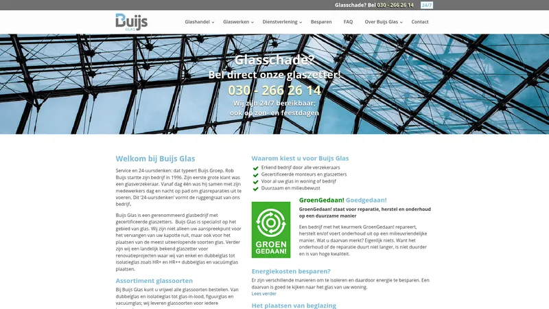 Website van Buijs Glas