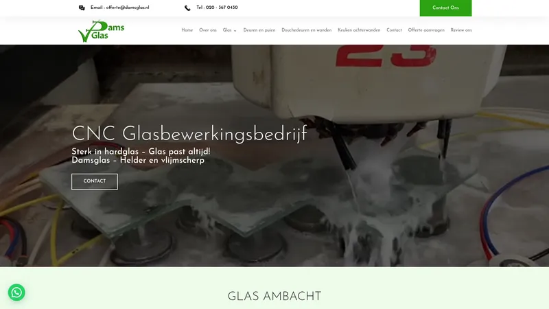Website van Dams Glas