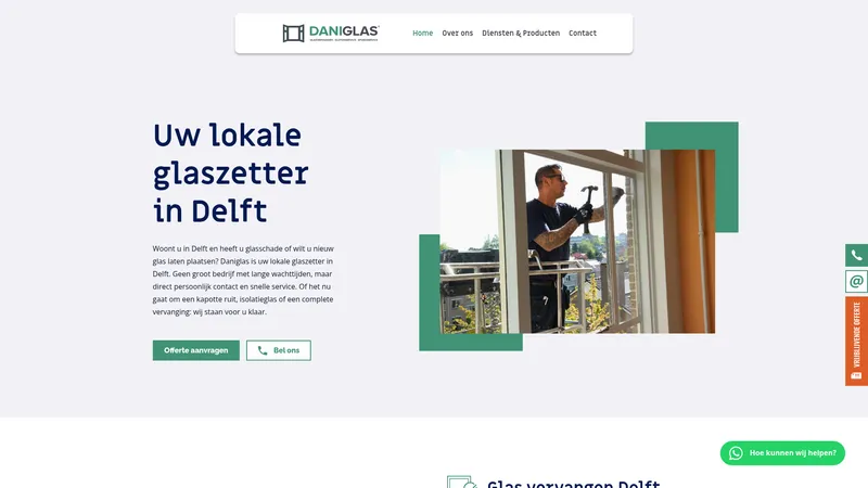 Website van Daniglas | Glashandel Delft & Omgeving | 24/7 Glasreparatie