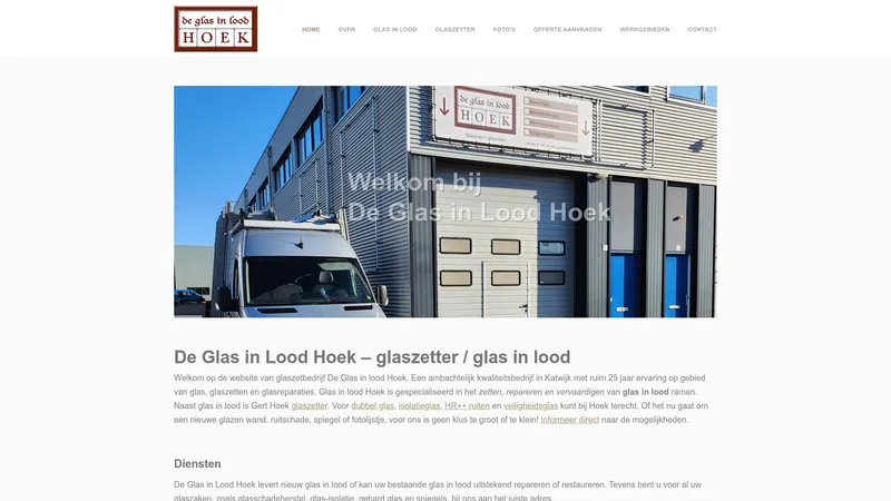 Website van De Glas In Lood Hoek
