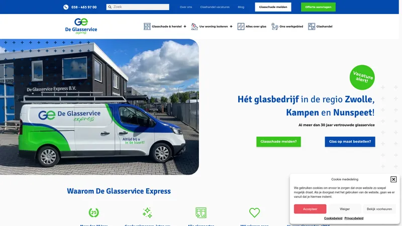 Website van De Glasservice Express B.V.