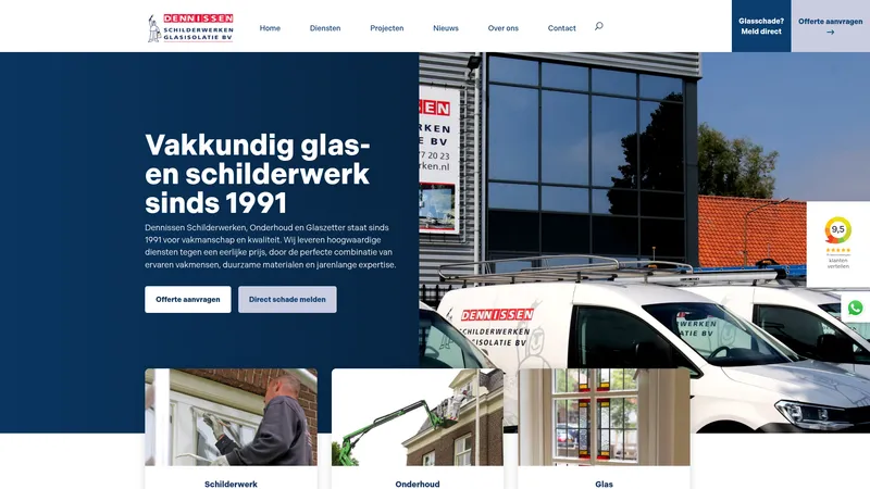 Website van Dennissen Schilderwerken - Glasisolatie BV