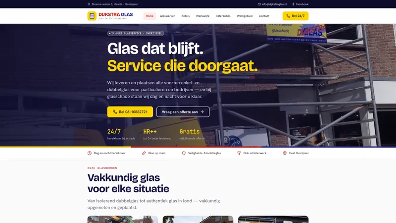 Website van Dijkstra Glas