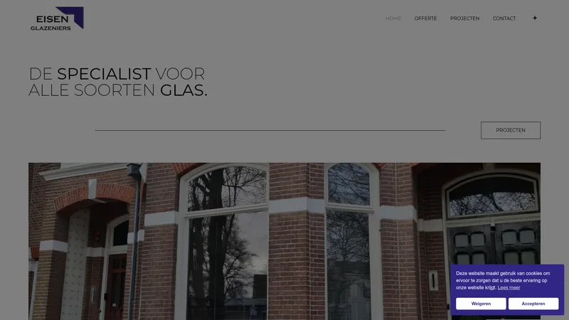 Website van Eisen Glazeniers VOF