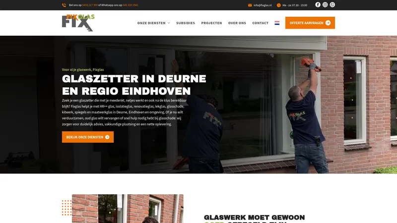 Website van Fixglas Glaszettersbedrijf