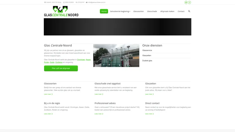 Website van Glas Centrale Noord