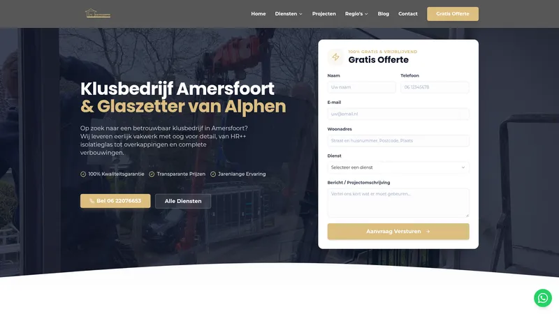Website van Glas en klusbedrijf van Alphen