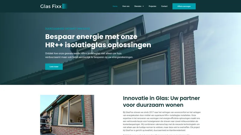 Website van Glas Fixx | Glashandel & Glaszetter | Spoedservice