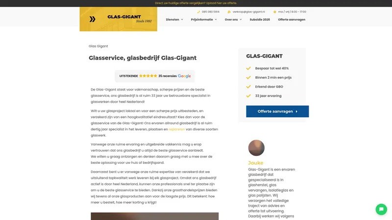 Website van Glas-Gigant