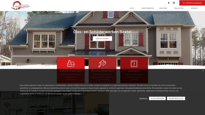 Website van Glas-schilderwerken Boxtel