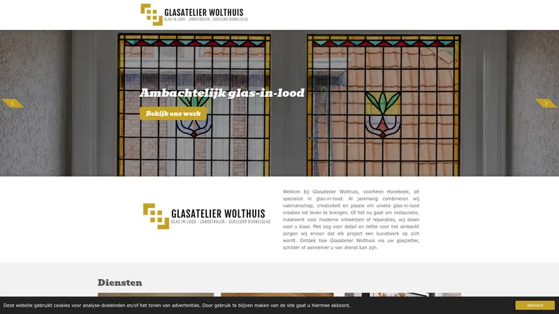 Website van Glasatelier Wolthuis