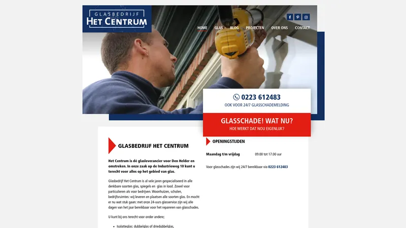 Website van Glasbedrijf Het Centrum