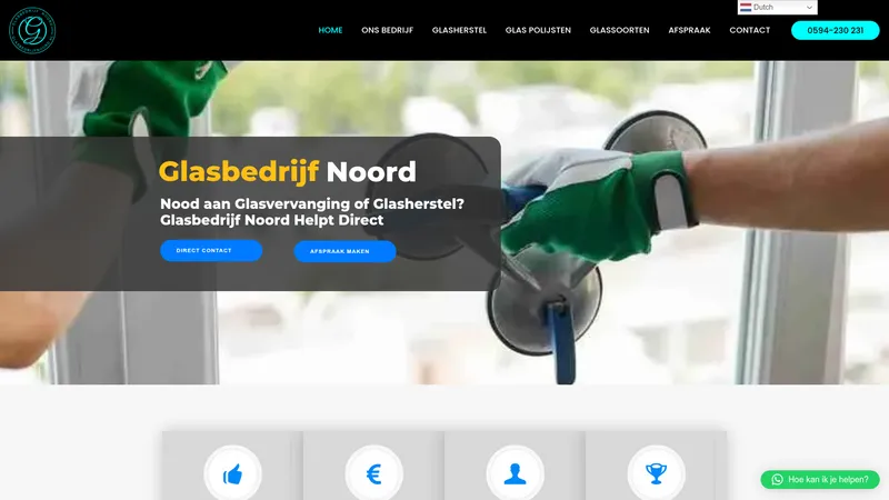 Website van Glasbedrijf Noord