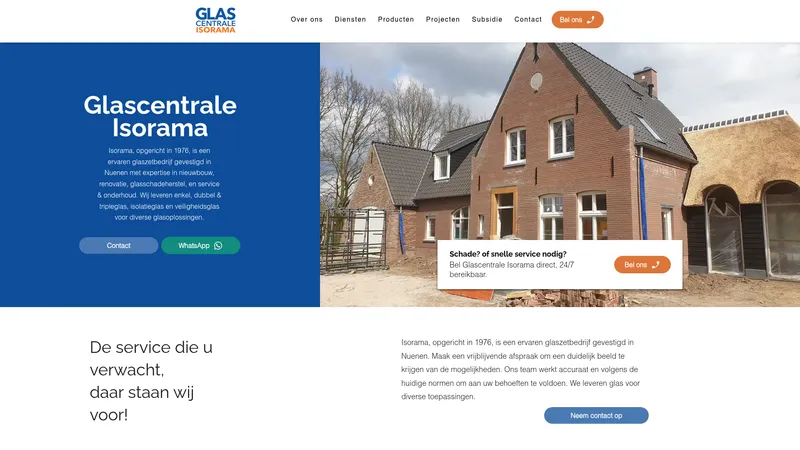Website van Glascentrale Isorama B.V.