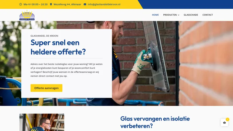 Website van Glashandel de Kroon