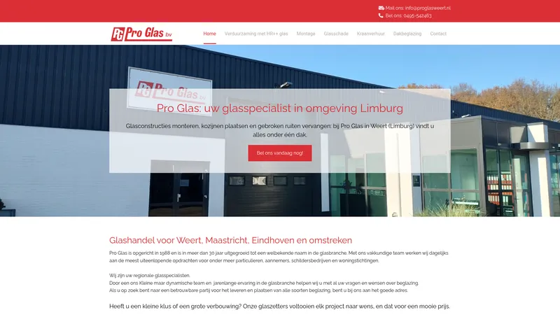 Website van Glashandel Proglas