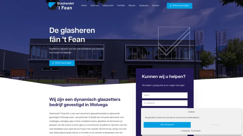 Website van Glashandel 't Fean B.V.