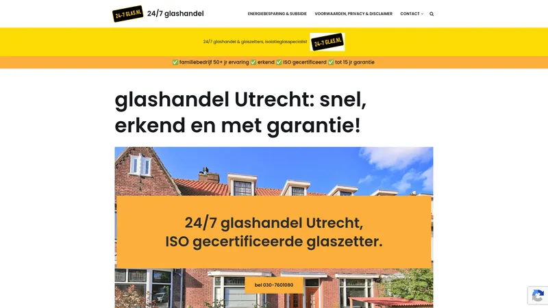 Website van Glashandel Utrecht