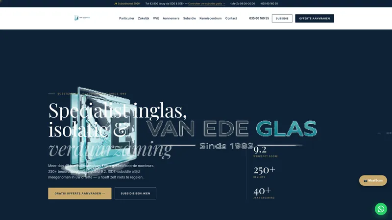 Website van Glashandel Van Ede