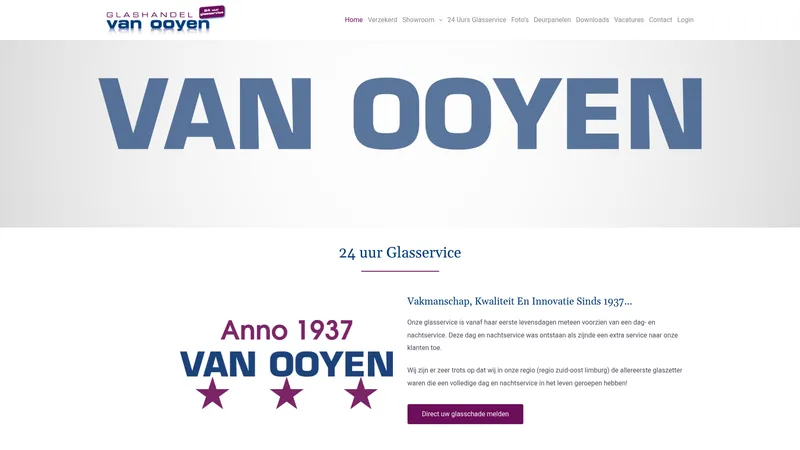 Website van Glashandel van Ooyen