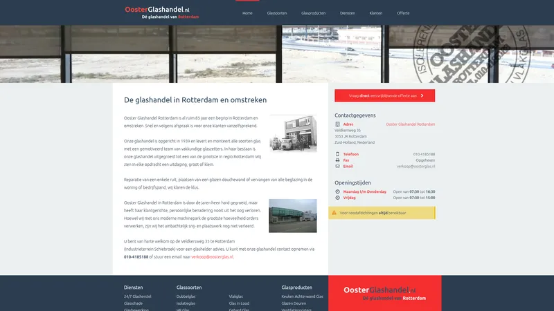 Website van Glashandel Zuid Holland