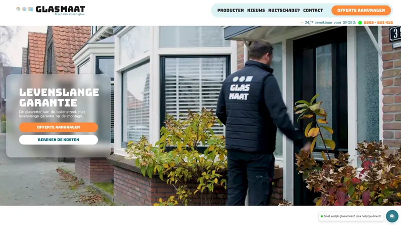 Website van GlasMaat B.V. Amsterdam