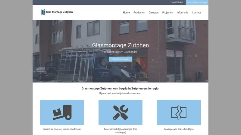 Website van Glasmontage Zutphen