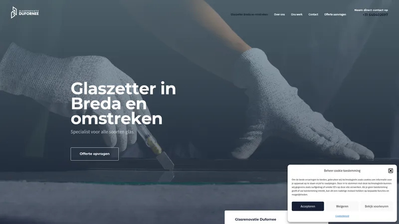 Website van Glasrenovatie Dufornee