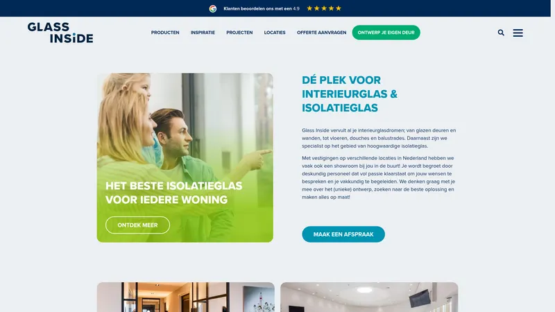 Website van Glass Inside Limburg