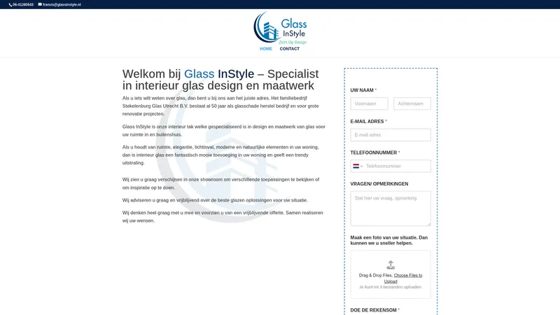 Website van Glass InStyle