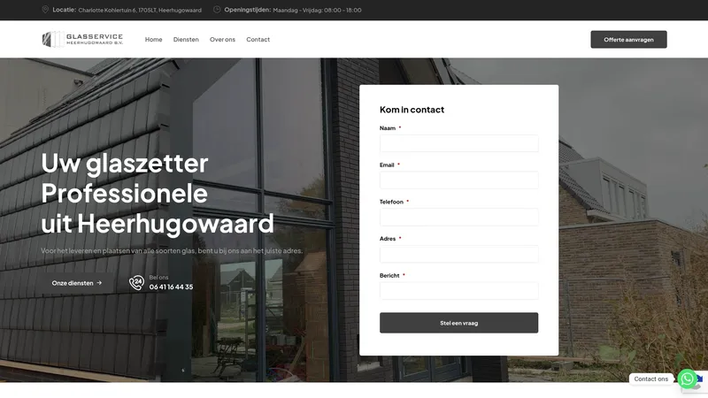 Website van Glasservice Heerhugowaard BV