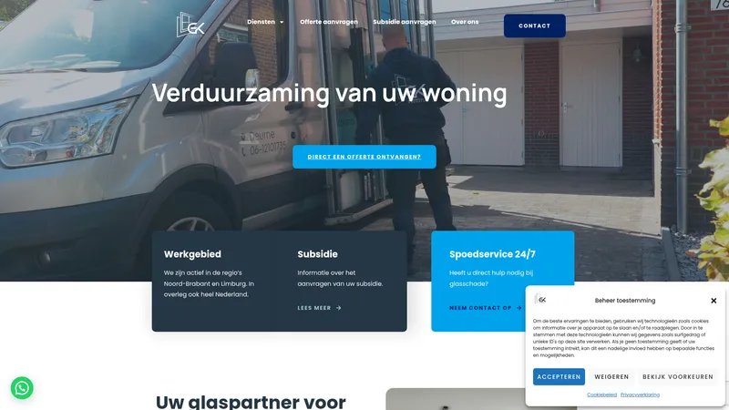 Website van Glasservice Koevoets