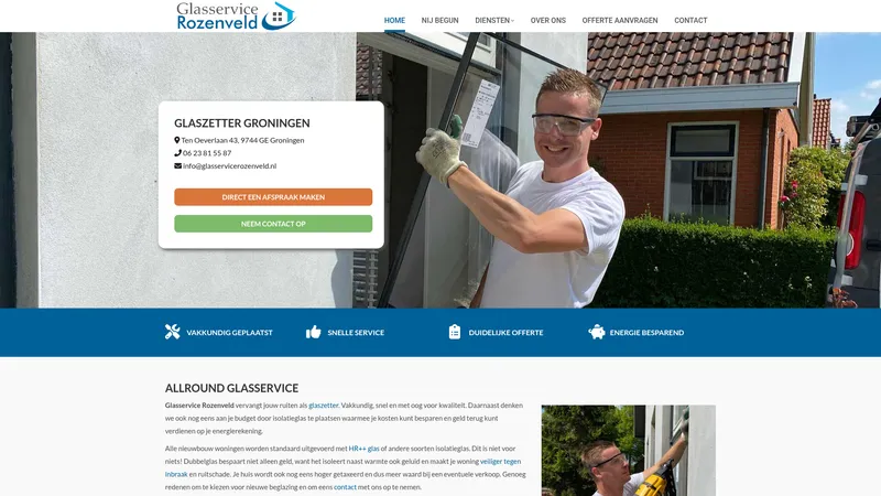 Website van Glasservice Rozenveld