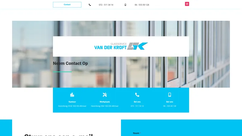 Website van Glasservice van der Kroft