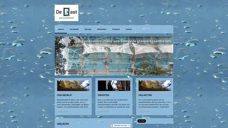 Website van Glaszetbedrijf de Gast