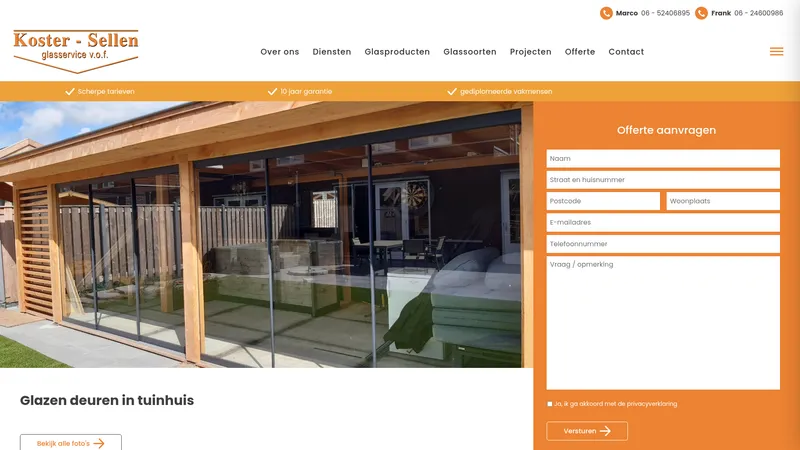 Website van Glaszetter Koster-Sellen Glas Service