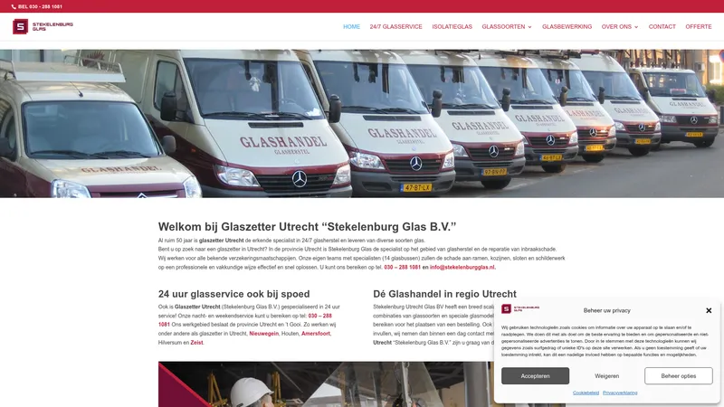 Website van Glaszetter Utrecht - Stekelenburg Utrecht Glas B.V.