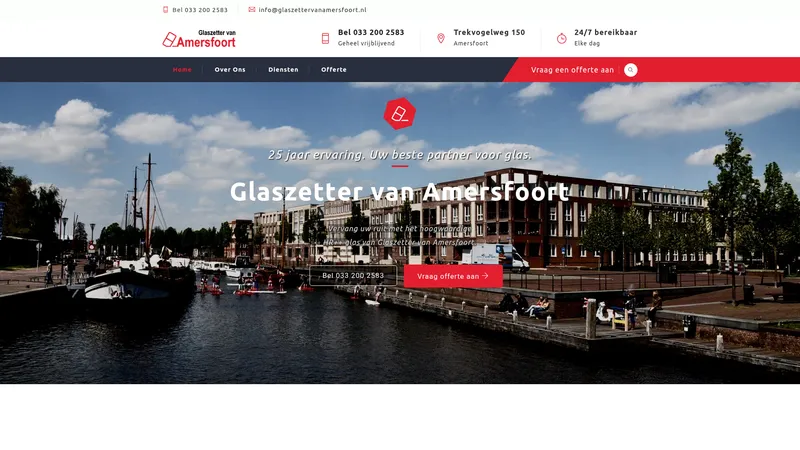 Website van Glaszetter van Amersfoort
