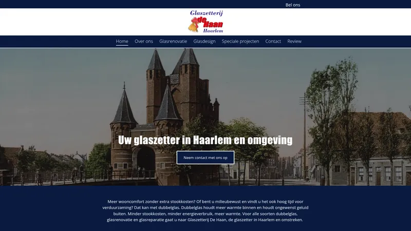 Website van Glaszetterij De Haan